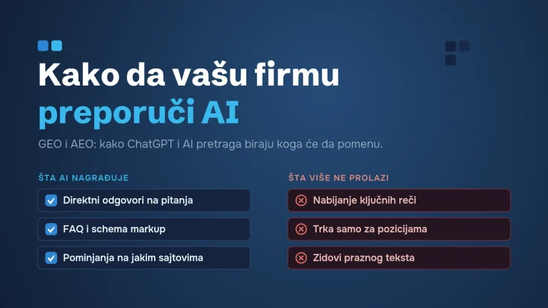 Kako da vašu firmu preporuči ChatGPT i AI pretraga — šta AI nagrađuje a šta više ne prolazi