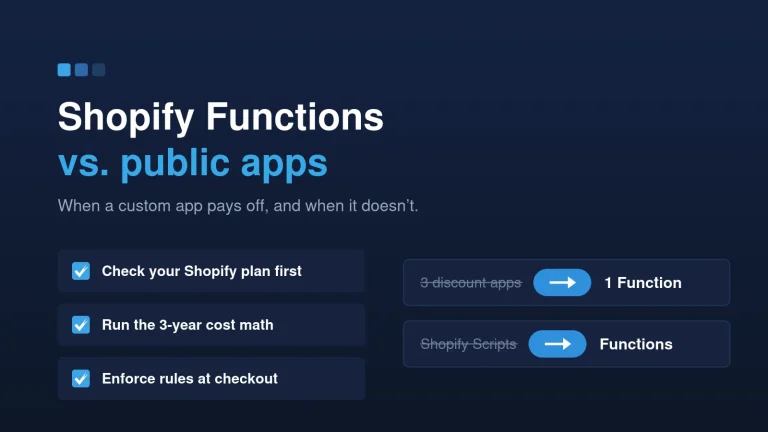 Shopify Functions vs. public apps: check your plan, run the 3-year cost math, enforce rules at checkout